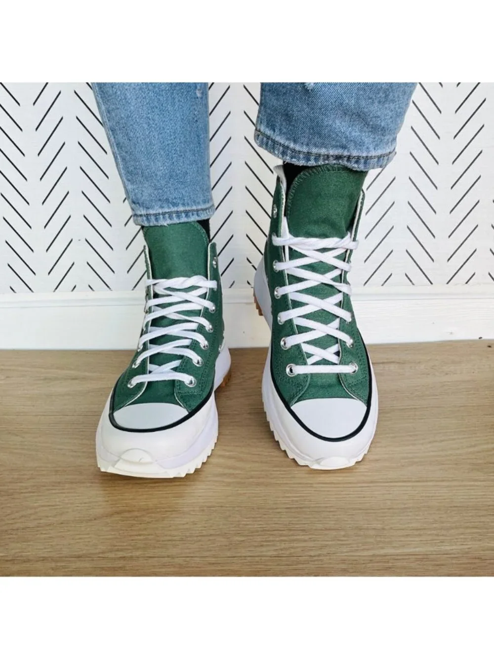 ⭐Converse Run Star Hike Hi Platform 9.5 Women Shoes Floral Green Sneaker A11562C - Picture 6 of 12